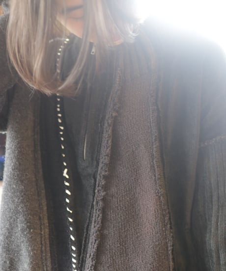 "夜間飛行" night flight knit one-piece, reconstructed from black knit vintages
