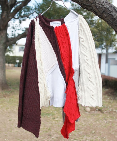 "くずれたルージュ"  Collapsed rouge Knit, Rebuild by vintages