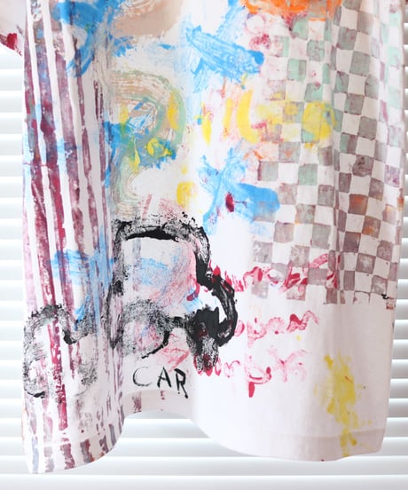 "遊びと色事" playful and colorful T-shirt, by hand-silk screen and hand-paint