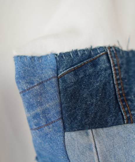 "つぎはぎのデニムスリーブトレーナー 第一色" Patchwork denim sleeve trainer, Rebuild by vintages
