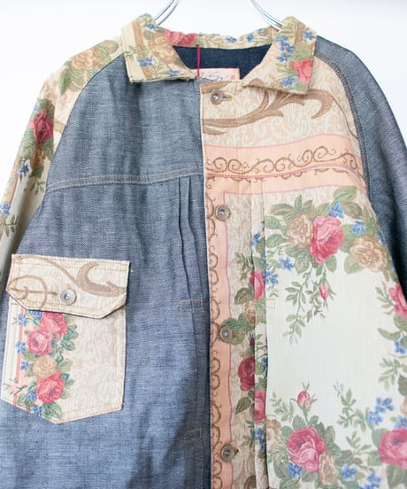 《nisai × soma komatsuno》"私だけの花" Patchwork oversized jacket, Rebuild by vintage rug and denim