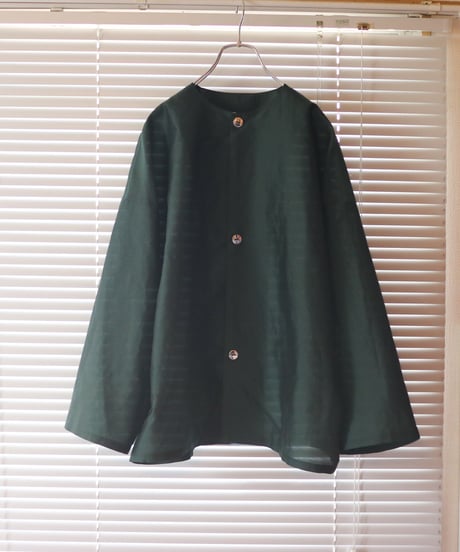 《0＜nisai+α≦Y》  three button shirt jacket / Green silk cotton