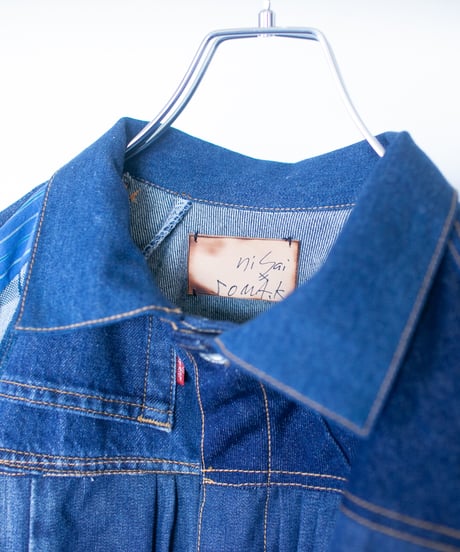 《nisai × soma komatsuno》"おわらない青" Patchwork oversized jacket, Rebuild by vintage denims
