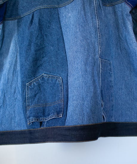《nisai × soma komatsuno》"おわらない青 捻曲編" Patchwork oversized jacket, Rebuild by vintage denims