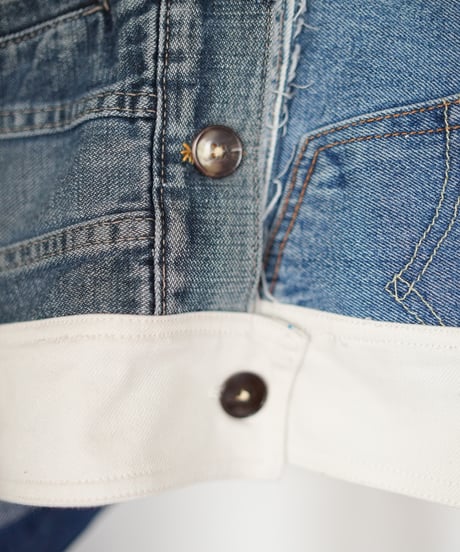 "ブルーグランジフーディーショートジャケット" Blue grunge hoodie short jacekt, Rebuild by vintages