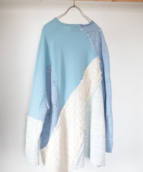 "遊び巡る・海空水色"  Play around, sea sky light blue, rebuild by vintages