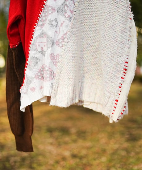 "ふたつのハート" Double heart knit, Rebuild by vintages