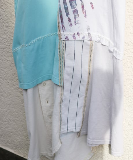 "水色の再会" Light blue reunion Dress One-piece, reconstructed from vintages