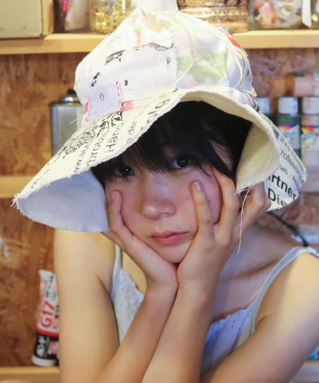 "彼女によく似た荒花" Painted cloth Patchwork Flower hat, Rebuild by vintages