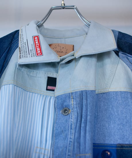 《nisai × soma komatsuno》"おわらない青 遊青編" Patchwork oversized jacket, Rebuild by vintage denims