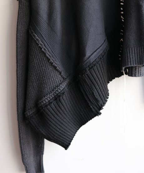"悪と白虹" Dark White Rainbow asymmetry knit, reconstructed from black knit vintages
