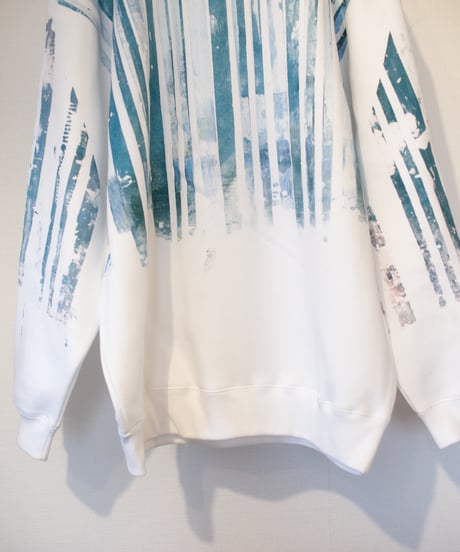 "永遠の海" Analog silk screen overlay blurring hand-printed Trainer