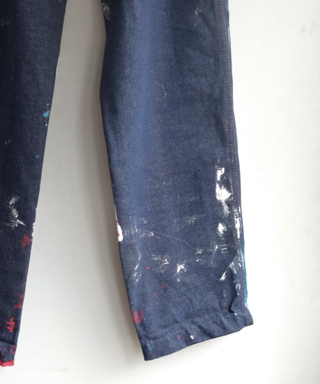 "青の修復" Blue repair painted denim,  Based on vintage denim