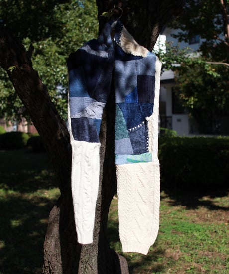 "あの日、青かっただけのニット・マフラー" past blue muffler, Rebuild by vintages