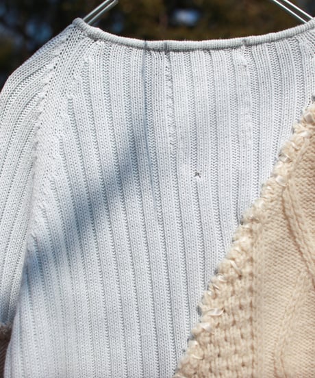"少女水色グランジ" Girl light blue grunge Knit, Rebuild by vintages