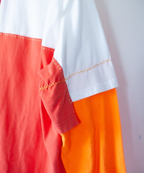 "夕暮れの街と紅い花" Sunset Red Flowers long-sleeved T-shirt, Rebuild by vintages