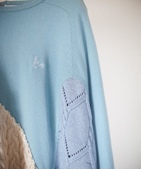"遊び巡る・海空水色"  Play around, sea sky light blue, rebuild by vintages