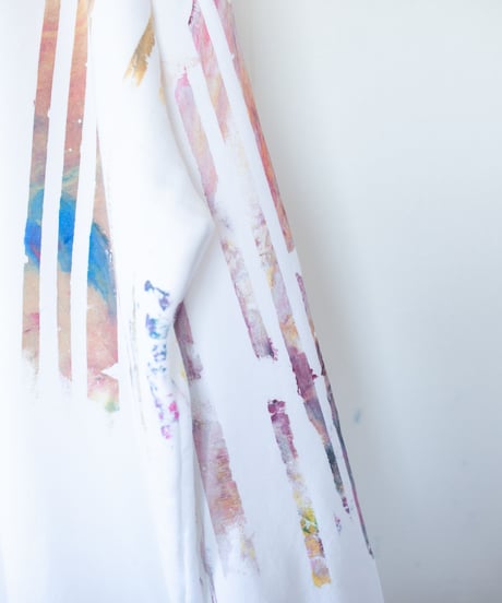 "思い出す色" Trainer by Analog silk screen overlay blurring hand-print