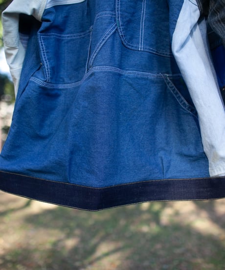 《nisai × soma komatsuno》"おわらない青、時々黄" Patchwork oversized jacket, Rebuild by vintage denims
