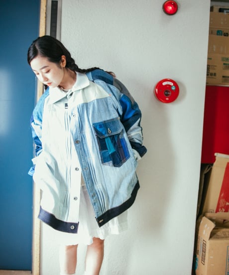 《nisai × soma komatsuno》"おわらない青 遊青編" Patchwork oversized jacket, Rebuild by vintage denims