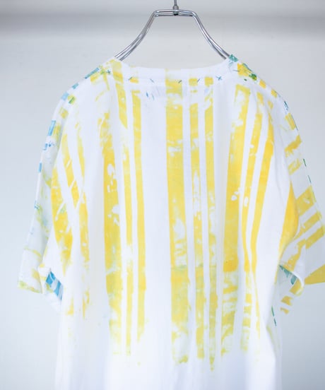 "希望黄青" Yellow and Blue of Hope, Hand-printed silk-screen T-shirt