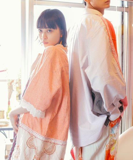 "まだ淡い春風" Still pale spring breeze Short dress, reconstructed from vintages