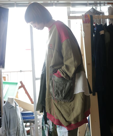 "柳と桃の不純異装交遊" Willow and peach pullover, reconstructed from mix vintages