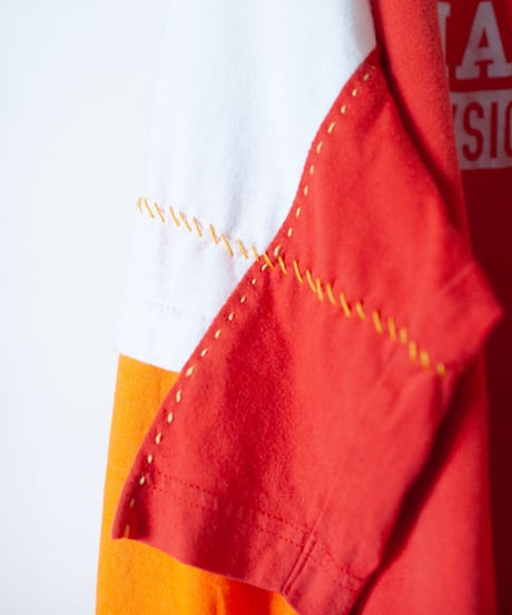 "夕暮れの街と紅い花" Sunset Red Flowers long-sleeved T-shirt, Rebuild by vintages