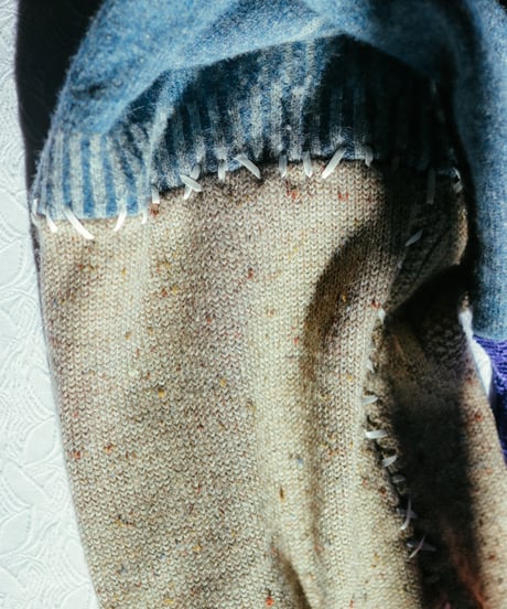 "夜中に台所でぼくはきみに話しかけたかった" Vintage knit Rebuild Muffler by Midnight
