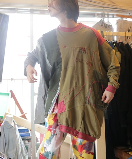 "柳と桃の不純異装交遊" Willow and peach pullover, reconstructed from mix vintages