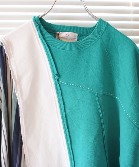 "緑雨" Green rain Misaligned pullover, rebuild by vintages