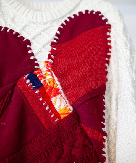 "つぎはぎのラブのセーター 第十一色" patchwork of kove knit, Rebuild by vintages