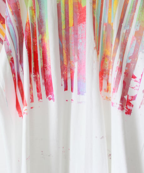 "七月の色彩交遊" Multicolor hand-printed T-shirt