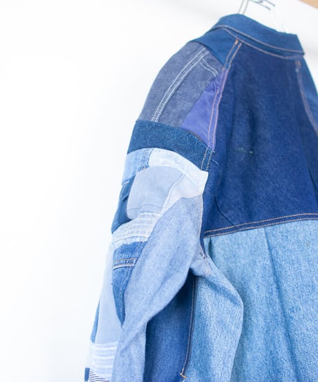 《nisai × soma komatsuno》"おわらない青" Patchwork oversized jacket, Rebuild by vintage denims