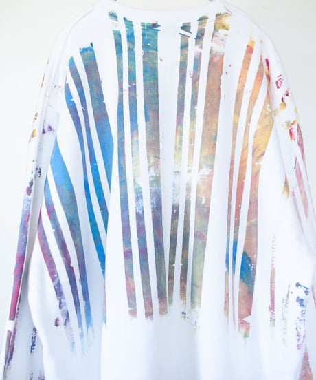 "思い出す色" Trainer by Analog silk screen overlay blurring hand-print