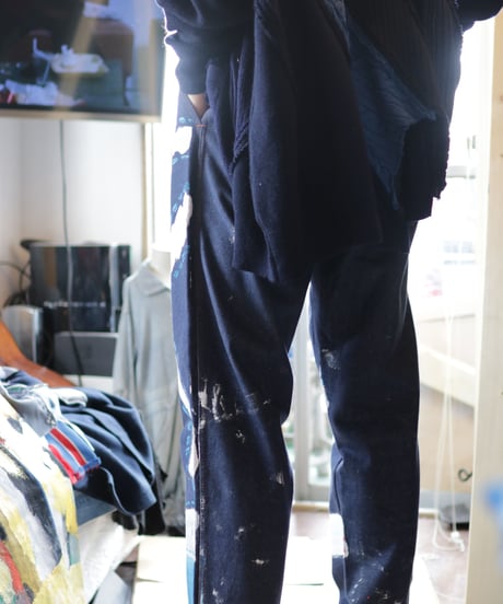 "青の修復" Blue repair painted denim,  Based on vintage denim