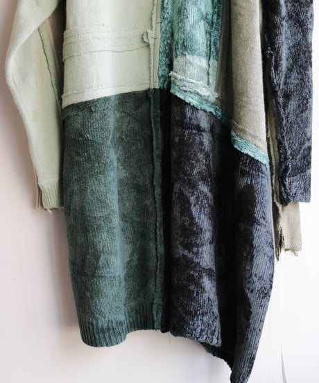 "乱反射する緑化地帯" Reflection Green Knit, reconstructed from knit vintages