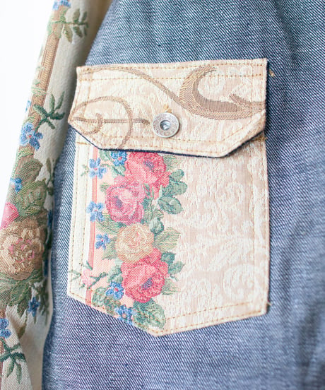 《nisai × soma komatsuno》"私だけの花" Patchwork oversized jacket, Rebuild by vintage rug and denim