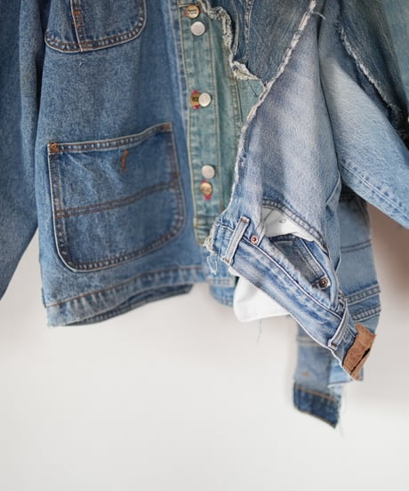 "あの日、青かっただけのデニムジャケット" Blue grunge jacket, Rebuild by vintages