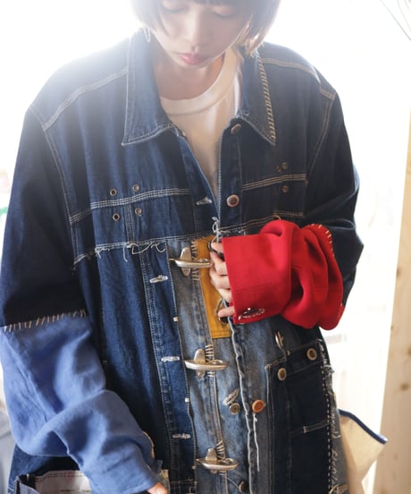 "まだ色彩になる前の三色" Signal Coat, reconstructed from denim and mix vintages