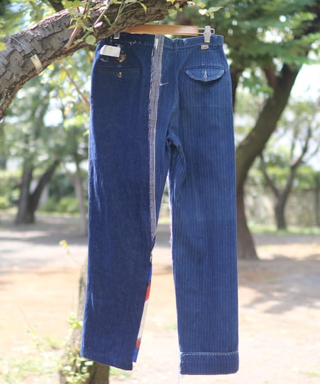 "青に色彩" Rainbow by Blue Painted patchwork denim, Rebuild by Vintages