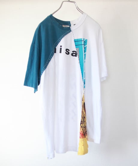 "青い爽さの裏にひねくれた虹を潜めて" Blue on the front and the twisted rainbow on the back. Rebuild by vintages