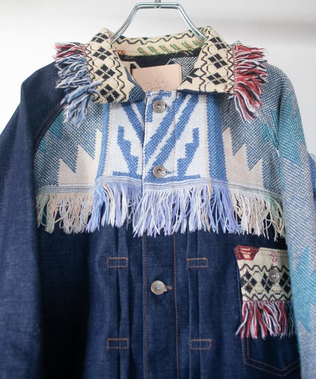 《nisai × soma komatsuno》"プレイ" Patchwork oversized jacket, Rebuild by vintage rug and denim