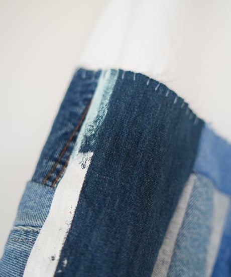 "つぎはぎのデニムスリーブトレーナー 第一色" Patchwork denim sleeve trainer, Rebuild by vintages