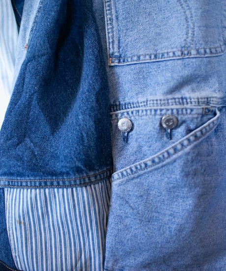 《nisai × soma komatsuno》"おわらない青 遊青編" Patchwork oversized jacket, Rebuild by vintage denims