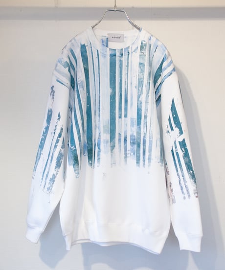 "永遠の海" Analog silk screen overlay blurring hand-printed Trainer