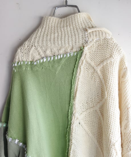 "公園の地図と足跡" Park map knit, reconstructed from knit vintages