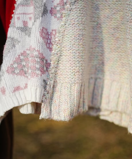 "ふたつのハート" Double heart knit, Rebuild by vintages