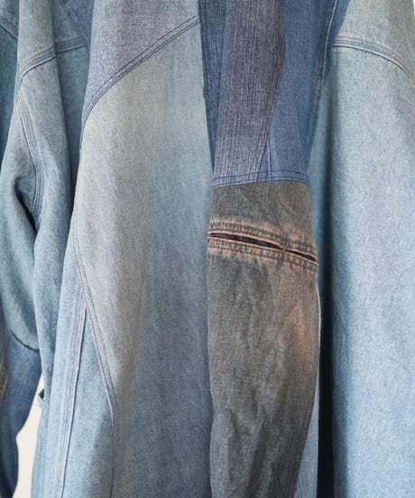 "親愛なる雨" Dear rain over denim coat, rebuild by vintages