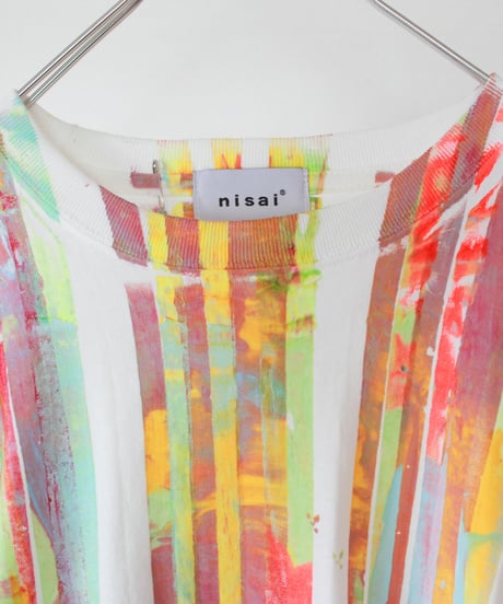 "七月の色彩交遊" Multicolor hand-printed T-shirt